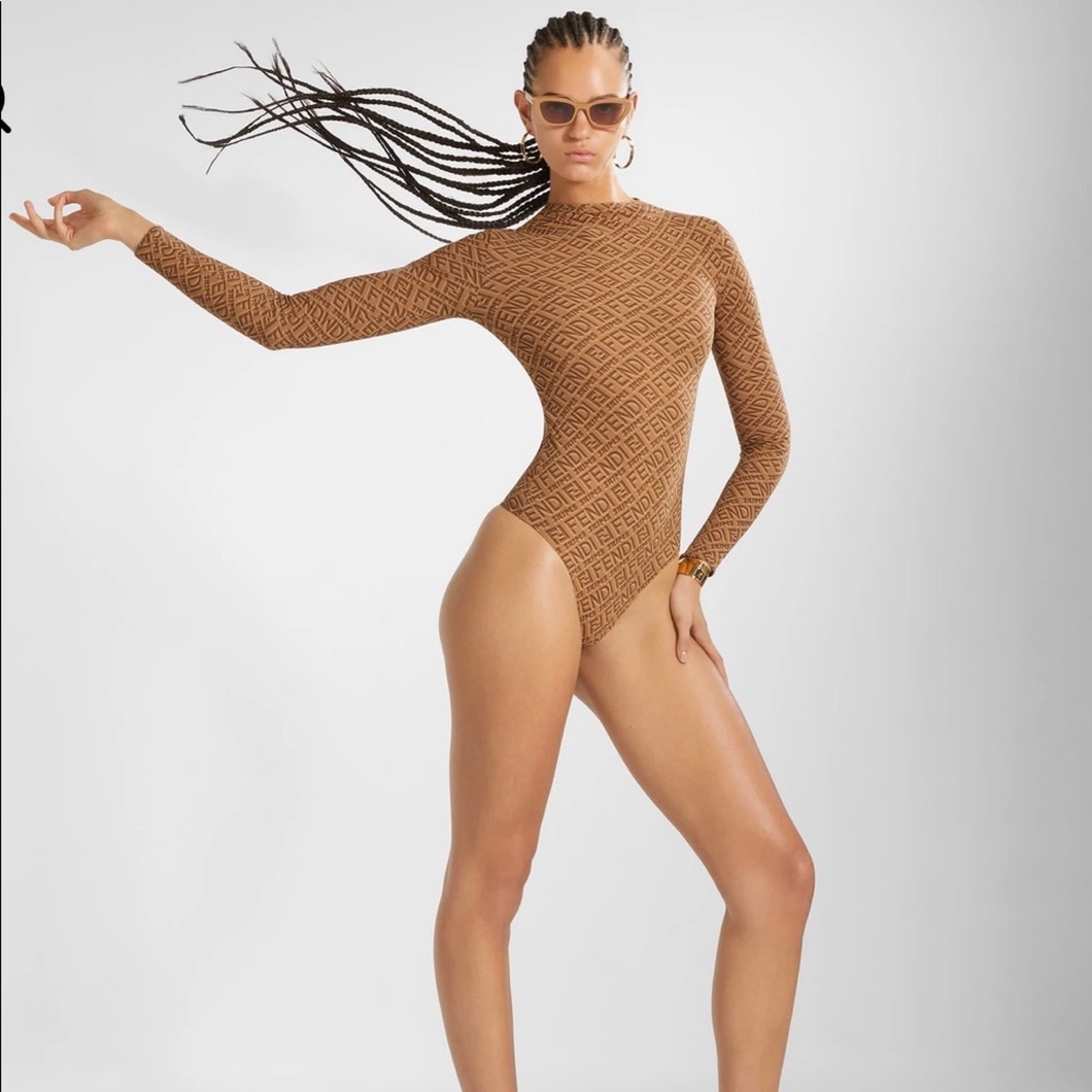FENDI SKIMS MOCK NECK LONG SLEEVE BODYSUIT